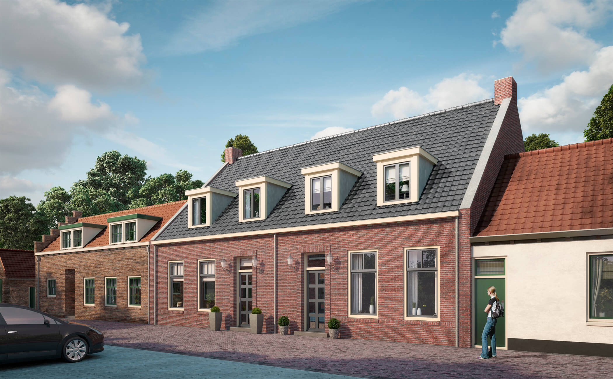 Vastgoedpromotie Achterstraat Montvoort twee-onder-een-kapwoningen in fraaie dorpse bouwstijl
